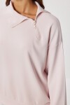 Yumuşak Dokulu Yan Fermuarlı Modal Sweatshirt ŞEKER PEMBE LUB0250