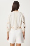 Ajurlu Dantel İşlemeli Crop Poplin  Bluz EKRU LQS0005