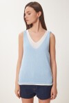 Atletli İkili Basic Triko Bluz GÖK MAVİ KEMİK LKİ0030