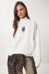 Ayıcık Armalı Şardonlu Örme Sweatshirt EKRU LTQ0001