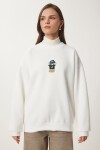 Ayıcık Armalı Şardonlu Örme Sweatshirt EKRU LTQ0001