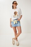 Baskılı Rahat Örme T-shirt EKRU LUS0144