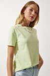 Bisiklet Yaka Basic Örme T-shirt AÇIK YEŞİL LUB0021