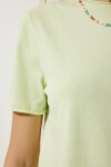 Bisiklet Yaka Basic Örme T-shirt AÇIK YEŞİL LUB0021
