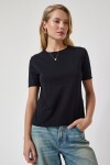 Bisiklet Yaka Basic Örme T-shirt SİYAH LUB0021
