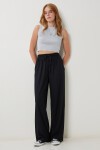 Cepli Geniş Paça Örme Pantolon SİYAH LYY0114