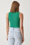 Cut Out Detaylı Fitilli Crop Örme Bluz YEŞİL LKH0004