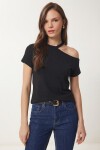 Cut Out Detaylı Viskon Bluz 1804 SİYAH LRN0004