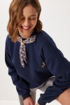 Fular Detaylı Şardonlu Örme Sweatshirt LACİVERT LPX0005