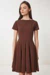 Godeli Mini Dokuma Elbise KAHVERENGİ LUB0084