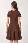 Godeli Mini Dokuma Elbise KAHVERENGİ LUB0084