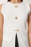 Gold Tokalı Fitilli Örme Bluz KEMİK LZH0012