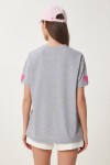 Kalp Dokulu Pamuklu Örme T-shirt GRİ MELANJ LMP0009