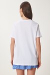 Kalp Nakışlı Pamuklu Örme T-shirt BEYAZ LMP0007