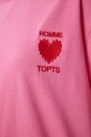 Kalp Nakışlı Pamuklu Örme T-shirt PEMBE LMP0007