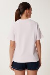 Kalp Nakışlı Pamuklu Örme T-shirt PUDRA LUS0145