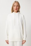 Kapüşonlu Sweatshirt Jogger Oversize Örme Eşofman Takımı EKRU LPYS003
