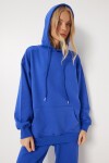 Kapüşonlu Sweatshirt Jogger Oversize Örme Eşofman Takımı MAVİ LPYS003