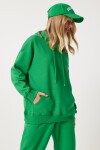 Kapüşonlu Sweatshirt Jogger Oversize Örme Eşofman Takımı YEŞİL LPYS003
