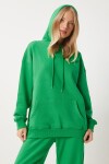 Kapüşonlu Sweatshirt Jogger Oversize Örme Eşofman Takımı YEŞİL LPYS003