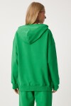 Kapüşonlu Sweatshirt Jogger Oversize Örme Eşofman Takımı YEŞİL LPYS003
