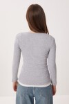 Katmanlı Çıtçıtlı Fitilli Örme Bluz GRİ MELANJ LRN0030