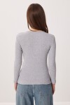 Katmanlı Çıtçıtlı Fitilli Örme Bluz GRİ MELANJ LRN0030