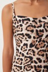 Leopar Desenli Askılı Midi Elbise SİYAH BEJ LKJ0006