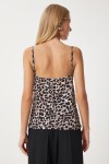 Leopar Desenli Degaje Yaka Sandy Bluz SİYAH BEJ LRX0006