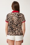 Leopar Desenli Esnek Örme Bluz SİYAH BEJ LTP0022