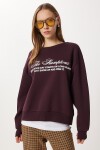Oversize Baskılı Şardonlu Örme Sweatshirt MÜRDÜM LUB0313