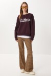 Oversize Baskılı Şardonlu Örme Sweatshirt MÜRDÜM LUB0313