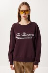 Oversize Baskılı Şardonlu Örme Sweatshirt MÜRDÜM LUB0313