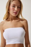 Straplez Fitilli Örme Büstiyer BEYAZ LUB0017