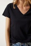 V Yaka Basic Örme T-shirt SİYAH LUB0011