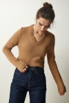 V Yaka Crop Triko Kazak BİSKÜVİ LPF0013