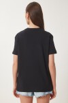 Yıldız Armalı Nakışlı Örme T-shirt SİYAH LMP0008