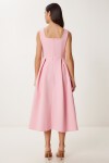 A Kesim Midi Dokuma Elbise PEMBE LWF0026