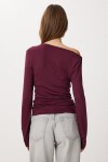 Asimetrik Halkalı Örme Bluz BORDO LUB0277