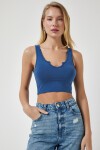 Askılı Crop Örme Bluz İNDİGO MAVİ LOW0039