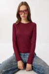 Basic Fitilli Örme Bluz BORDO LUB0296