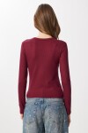 Basic Fitilli Örme Bluz BORDO LUB0296