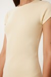 Basic Yazlık Esnek Midi Örme Elbise SARI LHF0023