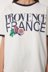 Baskılı Pamuklu Örme T-shirt EKRU LACİVERT LNS0042