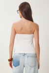 Büzgülü Straplez Örme Bluz KEMİK LNS0037