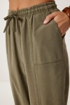 Çımalı Rahat Keten Şalvar Pantolon HAKİ LMX0080