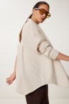 Çizgili Oversize Müslin Gömlek KREM BİSKÜVİ LSA0012