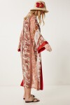 Desenli Şifon Kimono KİREMİT KEMİK LFG0002