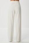 Dikişli Straight Poliviskon Pantolon KEMİK LGP0023