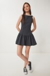 Fırfırlı Mini Denim Elbise ANTRASİT LHC0011